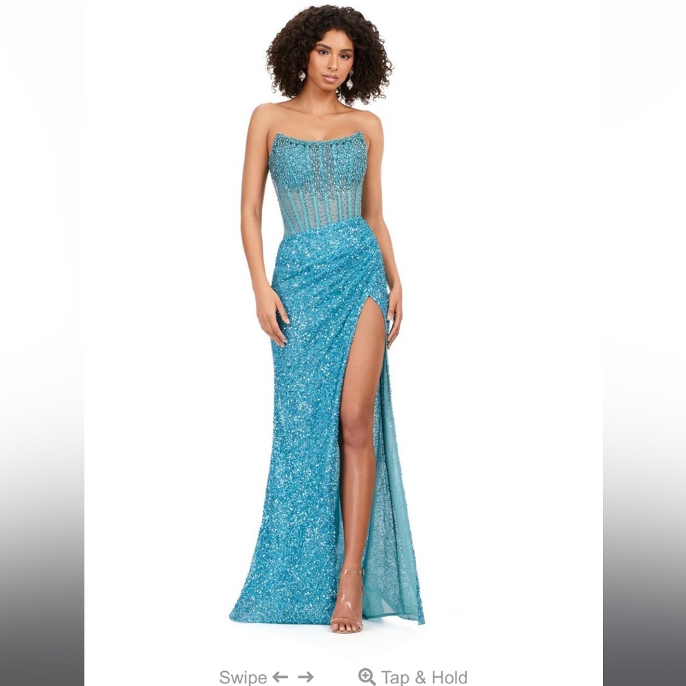 Ashley Lauren Absolutely gorgeous Elegant Blue Strapless Prom Dress PERFECT
